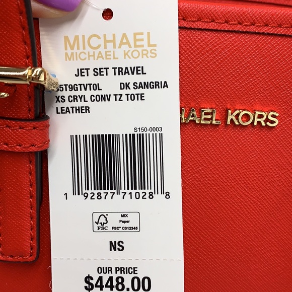 MICHAEL KORS 
 Extra-Small Saffiano Leather Top-Zip Tote Bag DARK SANGRIA - Picture 14 of 14